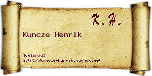Kuncze Henrik névjegykártya